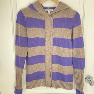 Autumn Cashmere purple/oatmeal stripped cardigan